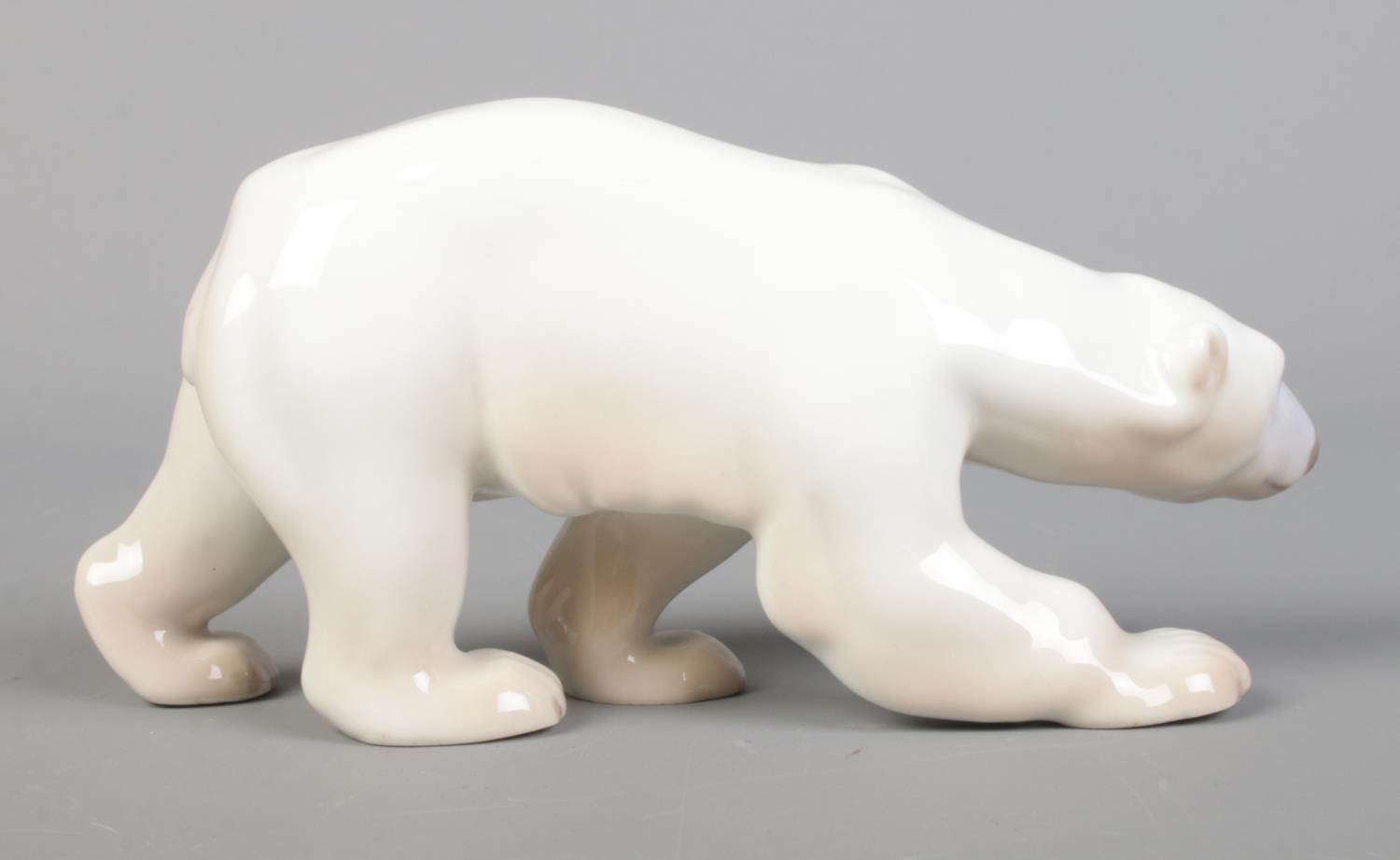 A Bing & Grondahl ceramic model of a polar bear designed by Svend Jespersen. Model 2218. Length - Image 3 of 3