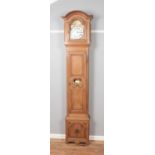 A 19th century French oak cased Comtoise clock. Signs of historic woodworm