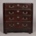 A 19th century mahogany chest of four drawers. Height 78.5cm, Width 77cm, Depth 50.5cm.
