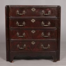 A 19th century mahogany chest of four drawers. Height 78.5cm, Width 77cm, Depth 50.5cm.