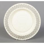 An English 18th century creamware plate with reticulated border, probably Leeds Pottery. Diameter