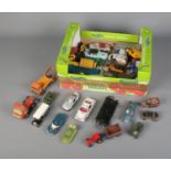 A box of loose play worn diecast vehicles to include Corgi, Lledo, Solido, etc.