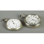 Two white metal pocket watches. Includes Nirvana Watch Co example with screw back. Nirvana example