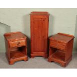 A four piece Ducal Rosedale collection pine suite. Includes multi drawer sideboard, side cabinet and