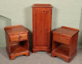 A four piece Ducal Rosedale collection pine suite. Includes multi drawer sideboard, side cabinet and