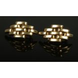 A pair of 18ct gold panther link earrings. Total weight 11.97g.