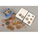 A quantity of British coins. Includes 1797 wheel penny, large quantity of Elizabeth II sixpences,