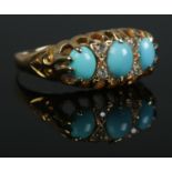 An early Twentieth century Turquoise and Diamond ring. Size O. Total weight: 2.7g