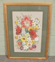 Margaret E Ryder (1908-1998), A framed watercolour, still life flowers. (53cm x 34cm)