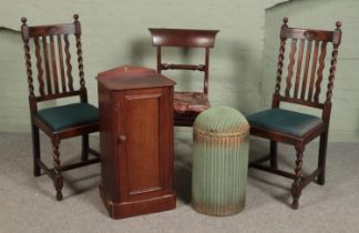 A quantity of assorted furniture. Includes 19th century mahogany chair, pair of dining chairs, Lloyd