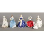 A collection of ceramic lady figurines. To include Royal Doulton Pretty Ladies (Figure of the Year