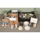 Four boxes of miscellaneous to include cut glass, Coalport, Royal Worcester, Lilliput lane, etc.