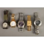 Five Gents quartz wristwatches, to include Timex Expedition, Seiko and Lorus examples.