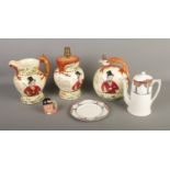 A collection of ceramics to include Crown Devon John Peel fox hunting musical jugs and non-musical