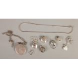 A collection of silver jewellery. Includes necklaces, pendants and lockets.