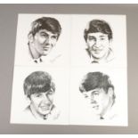 A set of The Beatles 1964 line drawings