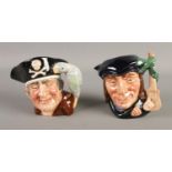 Two small Royal Doulton character jugs to include Scaramouche (D6561) and Long John Silver (D6386).