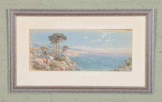 Charles Edmund Rowbotham (1856-1921) framed watercolour depicting ocean landscape scene. Approx.