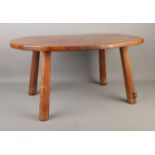Colin Almack, Beaverman; a kidney shaped oak four legged occasional table/stool, with octagonal