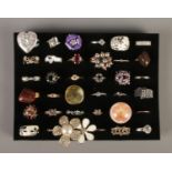 A tray of 36 costume jewellery rings. Includes paste set examples.