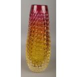 An amberina hobnail glass vase. Approx. height 24cm.