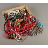 A large quantity of costume jewellery necklaces.