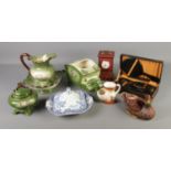 A quantity of mixed collectable including Staffordshire ceramics, a boxed set British Vulcanite