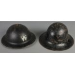 Two painted WWII Tommy/Brodie helmets.