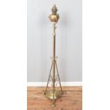 A converted brass oil lamp