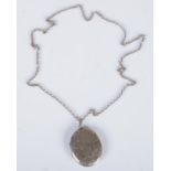 A silver locket on silver chain. 20g.