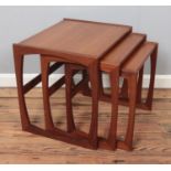 A teak G Plan Quadrille design nest of three tables.