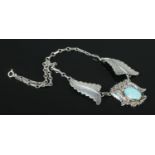 A Sterling silver Navajo necklace, with central turquoise coloured stone. Stamped 'Sterling, N.