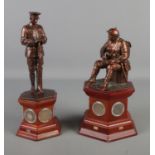 Two Danbury Mint WW1 remembrance day bronze resin figures with coins, For the Fallen' no. 984 with