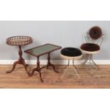 A collection of assorted furniture, to include galleried wine table, boudoir chair and stool and