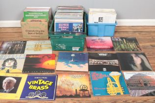 Three boxes of LP records. Includes mostly easy listening, brass band, ELO example, etc.