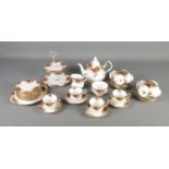 A quantity of Royal Albert Old Country Roses, including two tier cake stand, tea pot and 12 tea cups