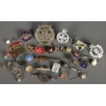 A quantity of badges. Includes military, enamel examples, etc.