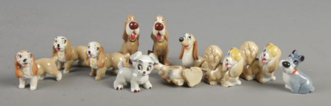 Eleven Lady & The Tramp Wade Whimsies. Includes Lady, Jock, Peg, Dachsie etc.