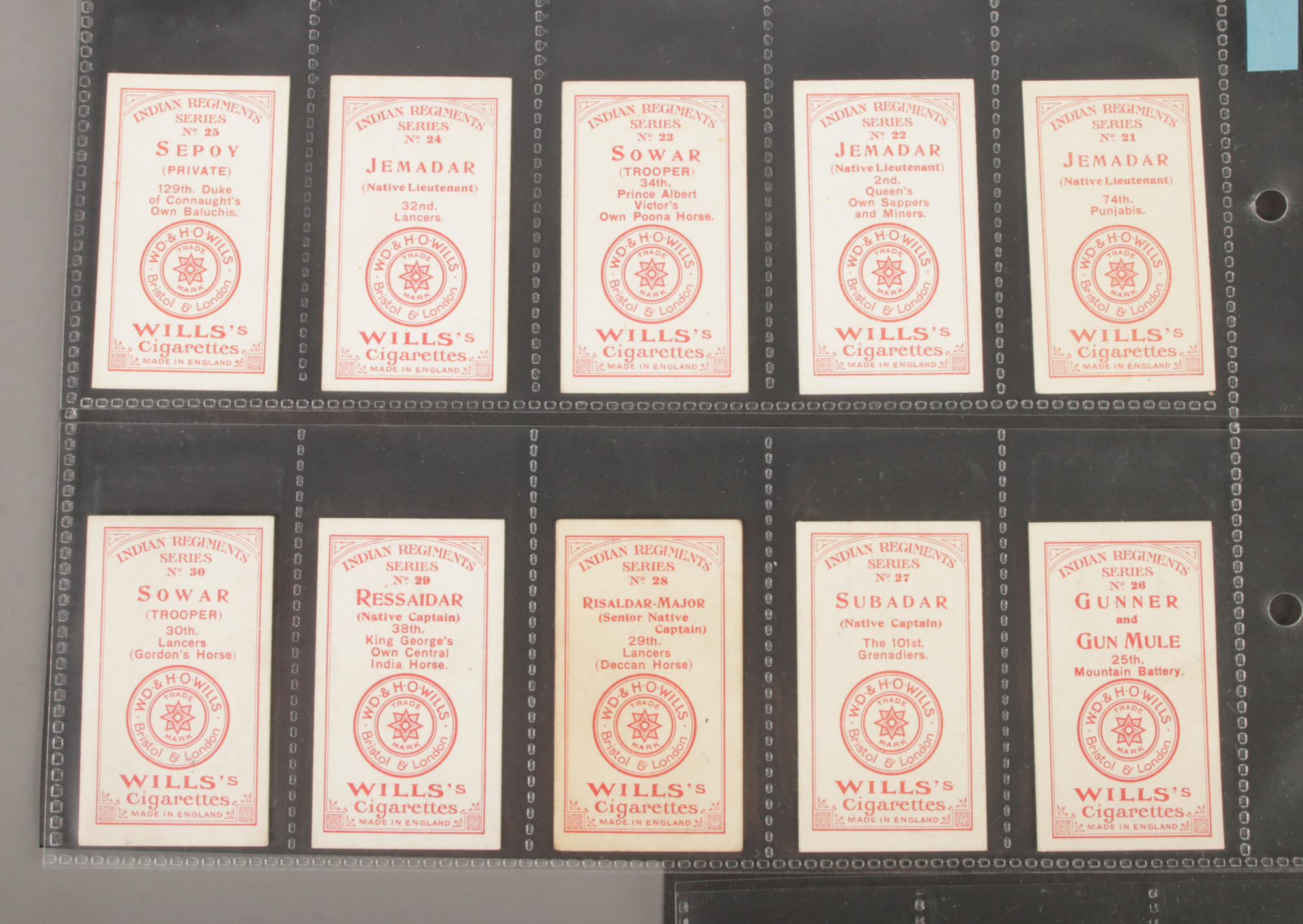 Wills' Cigarettes; Indian Regiments. A Near Complete Set Of Cigarette Australia