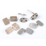 Three pairs of cuff links. Includes pair of 9ct gold on silver examples, etc.