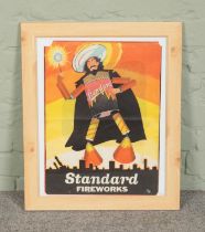 A framed vintage Standard fireworks poster. Approx. dimensions 36cm x 48cm.