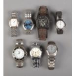 A collection of men's wristwatches to include Michael Kors, Seiko, Casio, Avia, Fossil, etc.