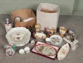 Two boxes of miscellaneous ceramics to include Royal Albert, Royal Worcester, Limoges, Wade, etc.