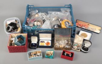 A very large collection of costume jewellery. Includes clip on earrings, bangles, rings,