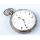 A silver J.Hilser & Sons pocket watch. Assayed Birmingham 1925 by Dennison Watch Case Co. In working