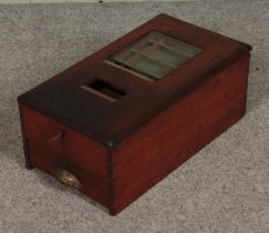 A Victorian G.H Gledhill and Sons mahogany cased automatic cash till. Includes original key.