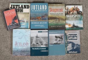 A collection of hardpack and paperback Naval books, focusing on the battle of Jutland, 1916. To