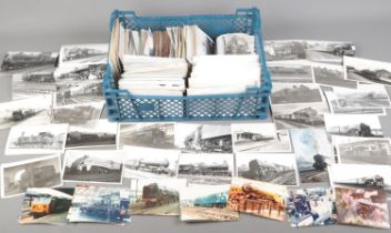 A box containing a large quantity of railway interest monochrome and colour original photographs.