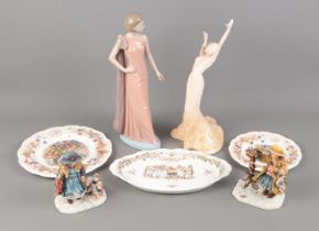 A collection of assorted ceramics to include Nao figure, Coalport Music and Dance Cadenza, Brambly