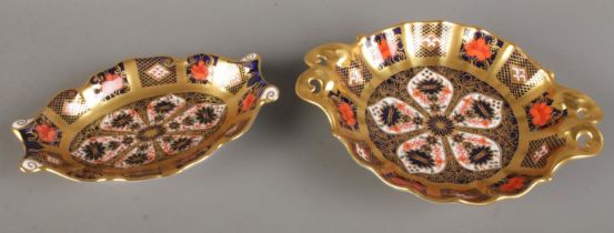 A Royal Crown Derby Imari bon bon dish along with a matching trinket dish. 1128 pattern. First